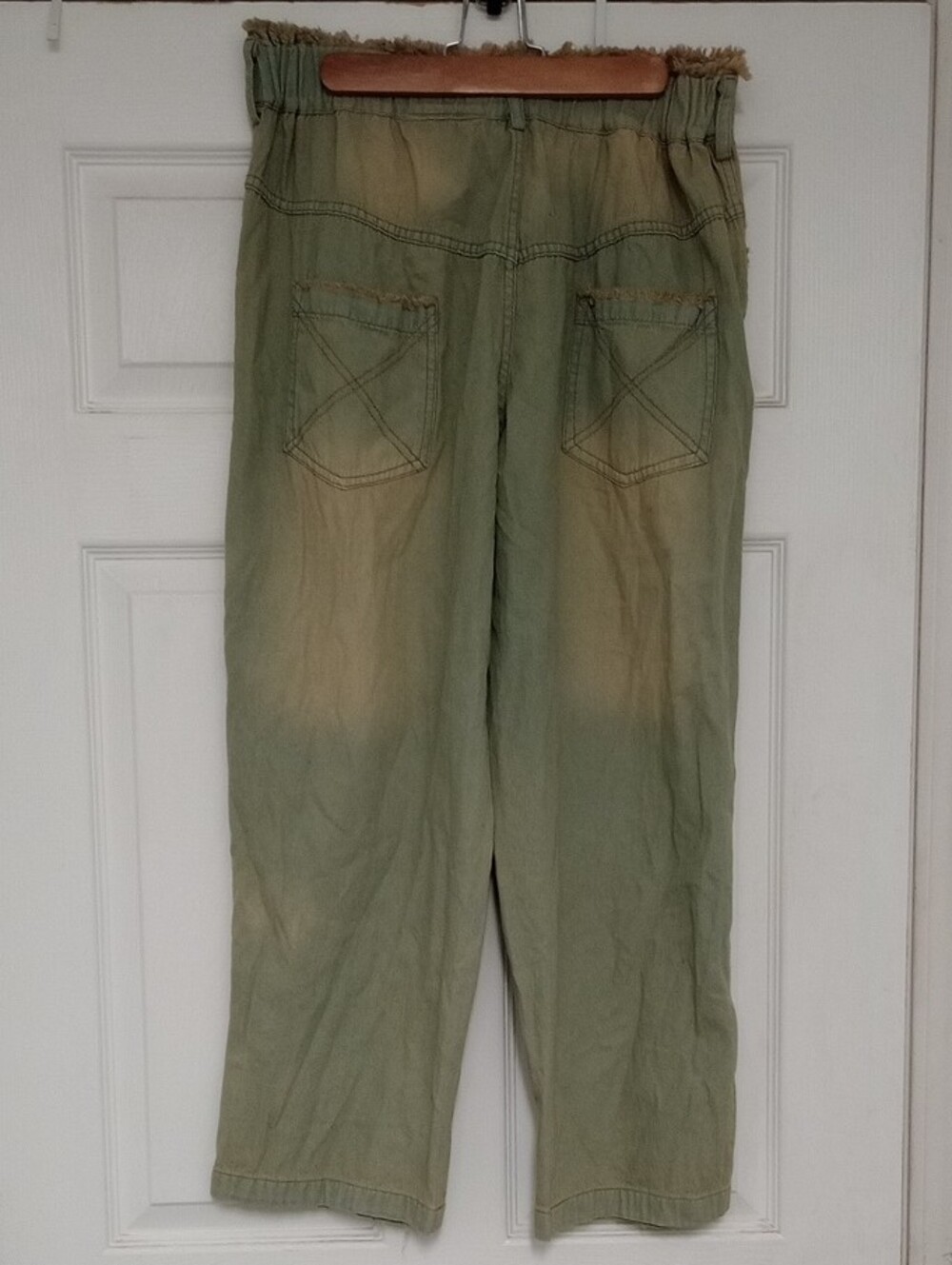 Women's Distressed Star Patch Jeans - Sage Green - Picture 5 of 5